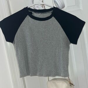 cute ribbed black and gray crop top